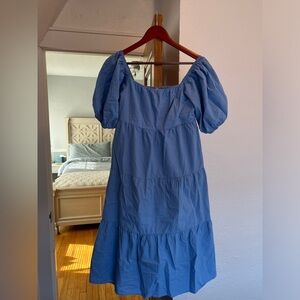 Sim&Sam 100% Cotton Puff Sleeved Dress in Blue